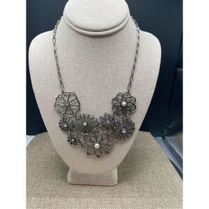 Lia Sophia Flower Design Necklace Accented With Crystals and Pearls Retired